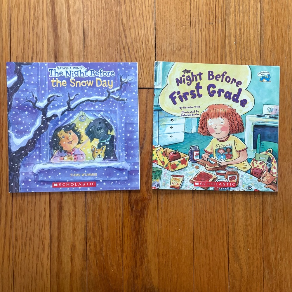 Scholastic The Night Before First Grade and Snow Day 2 Book Paperback Lot
